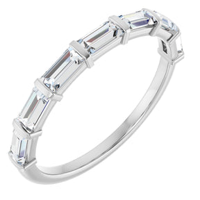 Platinum Straight Baguette Natural Diamond Bar Channel-Set Anniversary Band – 4x2 mm Stones
