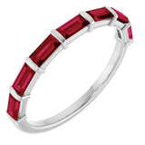 14K Gold Straight Baguette Natural Red Ruby Bar Channel-Set Anniversary Band - White Gold
