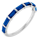 Platinum Straight Baguette Natural Blue Sapphire Bar Channel-Set Anniversary Band
