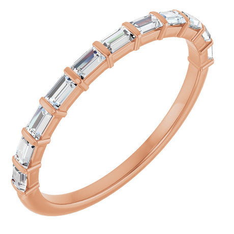 10K Gold Straight Baguette Natural Diamond Bar Channel-Set Anniversary Band – 1/5–5/8 CTW - Rose Gold