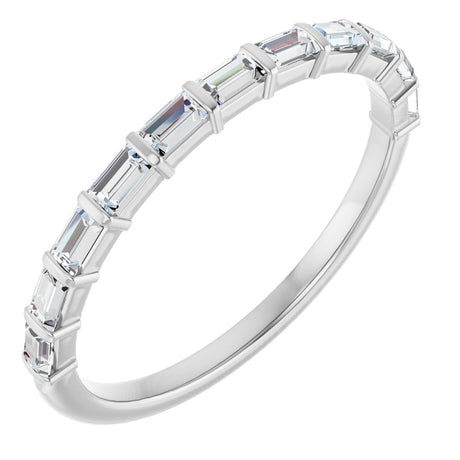 10K Gold Straight Baguette Lab-Grown Diamond Bar Channel-Set Anniversary Band – 1/5–1/2 CTW - White Gold