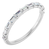 14K Gold Straight Baguette Natural Diamond Bar Channel-Set Anniversary Band – 2.5x1.5 mm Stones - White Gold