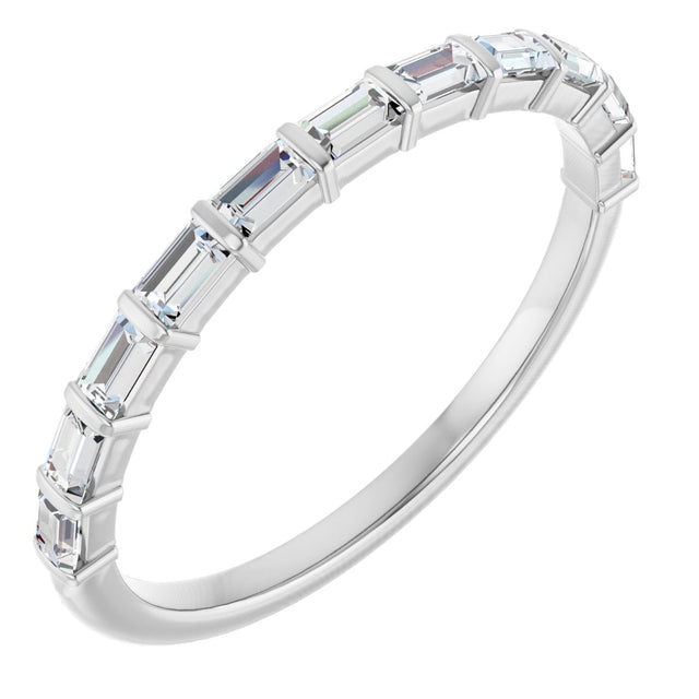 14K Gold Straight Baguette Lab-Grown Diamond Bar Channel-Set Anniversary Band – 2.5x1.5 mm Stones - White Gold