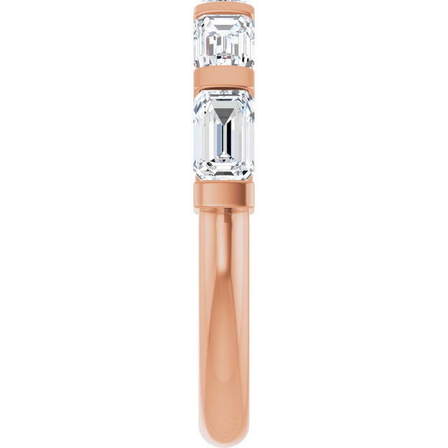 10K Gold Emerald Natural Diamond Bar Channel-Set Anniversary Band – 1 3/4–3 1/4 CTW - Rose Gold - view 4