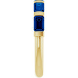 14K Gold Emerald Natural Blue Sapphire Bar Channel-Set Anniversary Band - Yellow Gold - view 4