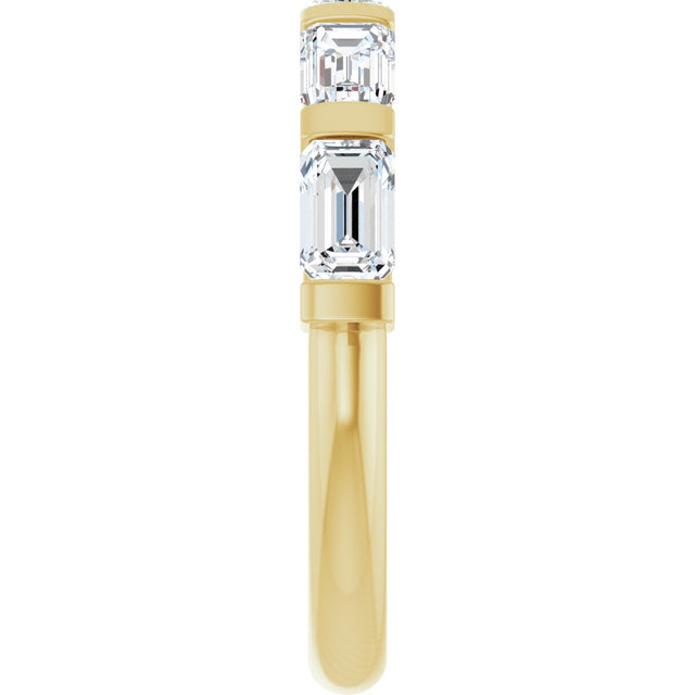 10K Gold Emerald Lab-Grown Diamond Bar Channel-Set Anniversary Band – 1 5/8–2 1/2 CTW - Yellow Gold - view 4