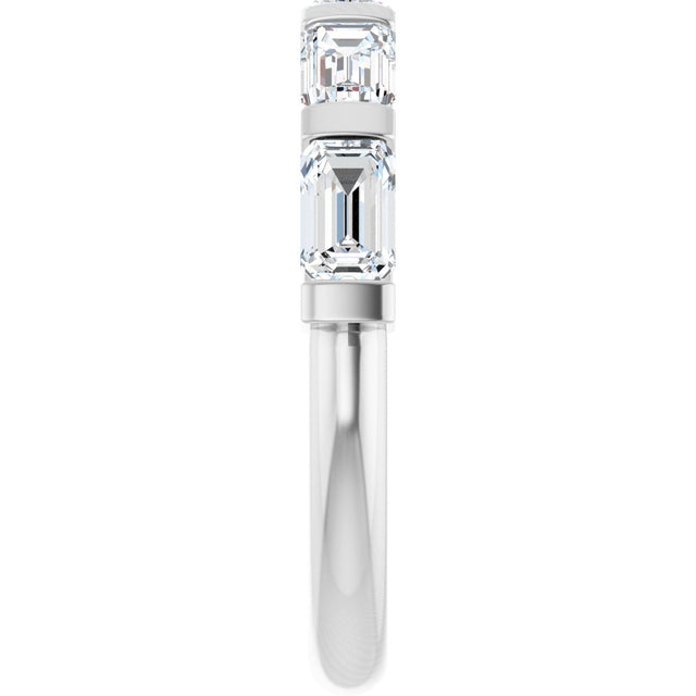 10K Gold Emerald Natural Diamond Bar Channel-Set Anniversary Band – 1 3/4–3 1/4 CTW - White Gold - view 4
