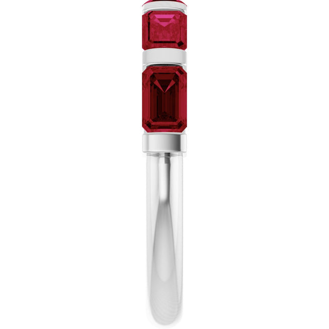 Platinum Emerald Lab-Grown Red Ruby Bar Channel-Set Anniversary Band - view 4