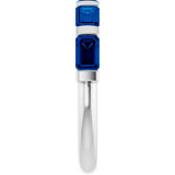 Platinum Emerald Lab-Grown Blue Sapphire Bar Channel-Set Anniversary Band - view 4