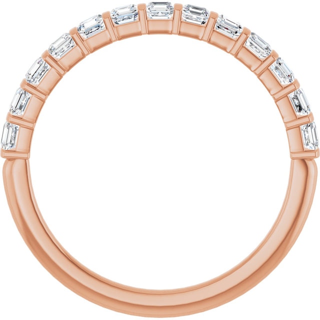 14K Gold Asscher Natural Diamond Bar Channel-Set Anniversary Band – 5/8–1 3/8 CTW - Rose Gold - view 2