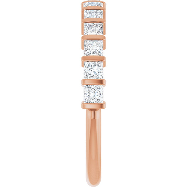 10K Gold Square Natural Diamond Bar Channel-Set Anniversary Band – 3/8–1 CTW - Rose Gold - view 4