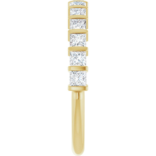 10K Gold Square Lab-Grown Diamond Bar Channel-Set Anniversary Band – 1/3–1 1/5 CTW - Yellow Gold - view 4