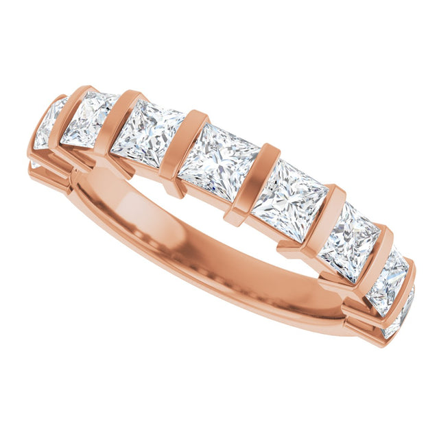 14K Gold Square Lab-Grown Diamond Bar Channel-Set Anniversary Band – 1 1/2–2 3/4 CTW - Rose Gold - view 5