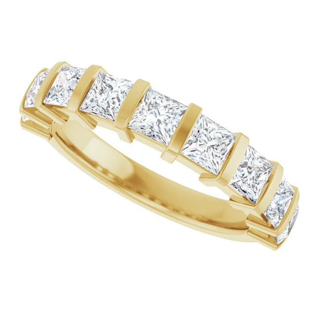 14K Gold Square Lab-Grown Diamond Bar Channel-Set Anniversary Band – 1 1/2–2 3/4 CTW - Yellow Gold - view 5