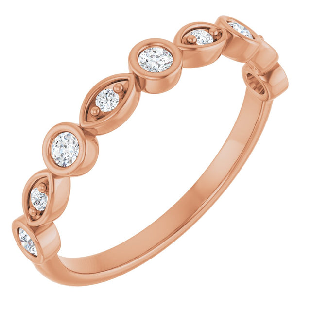 14K Gold Round Natural Diamond Anniversary Band – 1/8–5/8 CTW - Rose Gold