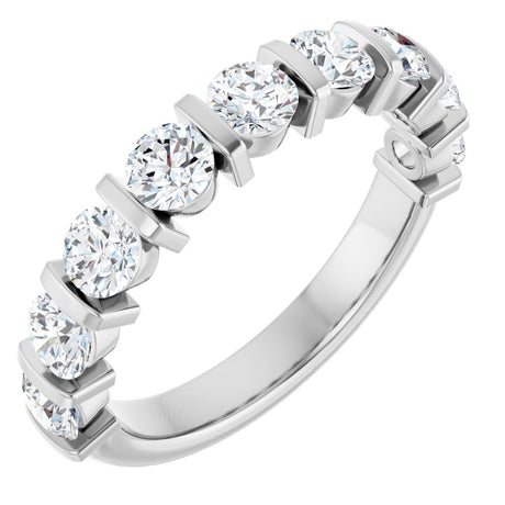 Platinum Round Lab-Grown Diamond Bar Channel-Set Anniversary Band – 3.5 mm Stones