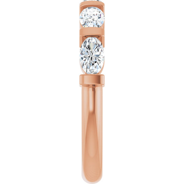 10K Gold Oval Natural Diamond Bar Channel-Set Anniversary Band – 1 1/3–1 7/8 CTW - Rose Gold - view 4