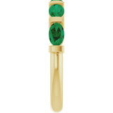14K Gold Oval Lab-Grown Green Emerald Bar Channel-Set Anniversary Band - Yellow Gold - view 4