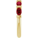 14K Gold Oval Natural Red Ruby Bar Channel-Set Anniversary Band - Yellow Gold - view 4