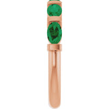 14K Gold Oval Lab-Grown Green Emerald Bar Channel-Set Anniversary Band - Rose Gold - view 4