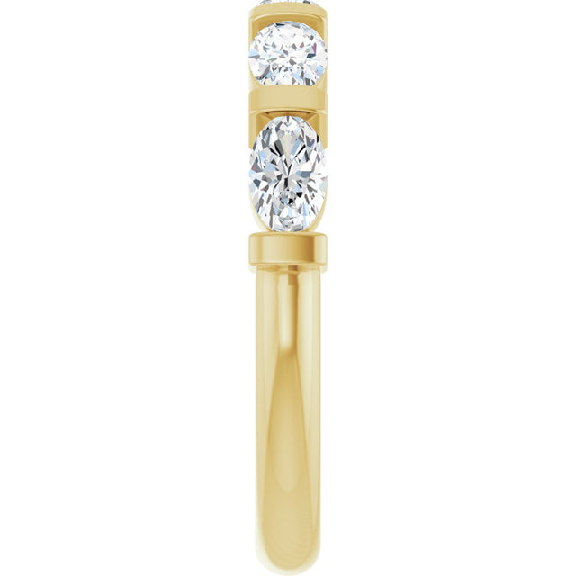 10K Gold Oval Lab-Grown Diamond Bar Channel-Set Anniversary Band – 9/10–2 CTW - Yellow Gold - view 4