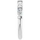 10K Gold Oval Natural Diamond Bar Channel-Set Anniversary Band – 1 1/3–1 7/8 CTW - White Gold - view 4