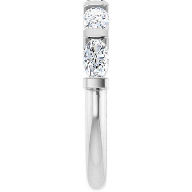 10K Gold Oval Lab-Grown Diamond Bar Channel-Set Anniversary Band – 9/10–2 CTW - White Gold - view 4