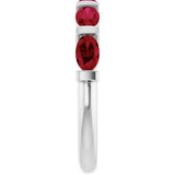 Platinum Oval Natural Red Ruby Bar Channel-Set Anniversary Band - view 4
