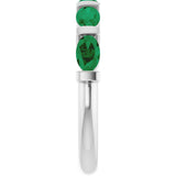 Platinum Oval Natural Green Emerald Bar Channel-Set Anniversary Band - view 4