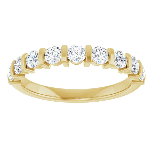 10K Gold Round Natural Diamond Bar Channel-Set Anniversary Band – 1/5–5/8 CTW - Yellow Gold - view 3