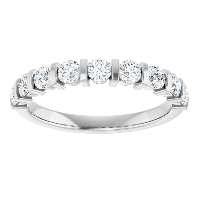 10K Gold Round Natural Diamond Bar Channel-Set Anniversary Band – 1/5–5/8 CTW - White Gold - view 3