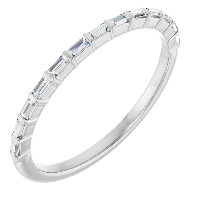 14K Gold Straight Baguette Lab-Grown Diamond Bar Channel-Set Anniversary Band – 2x1 mm Stones - White Gold