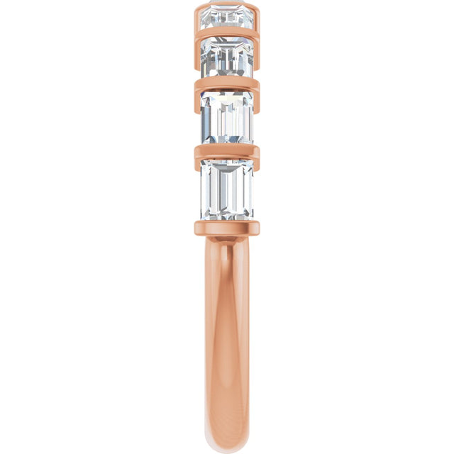 10K Gold Straight Baguette Lab-Grown Diamond Bar Channel-Set Anniversary Band – 3/4–9/10 CTW - Rose Gold - view 4