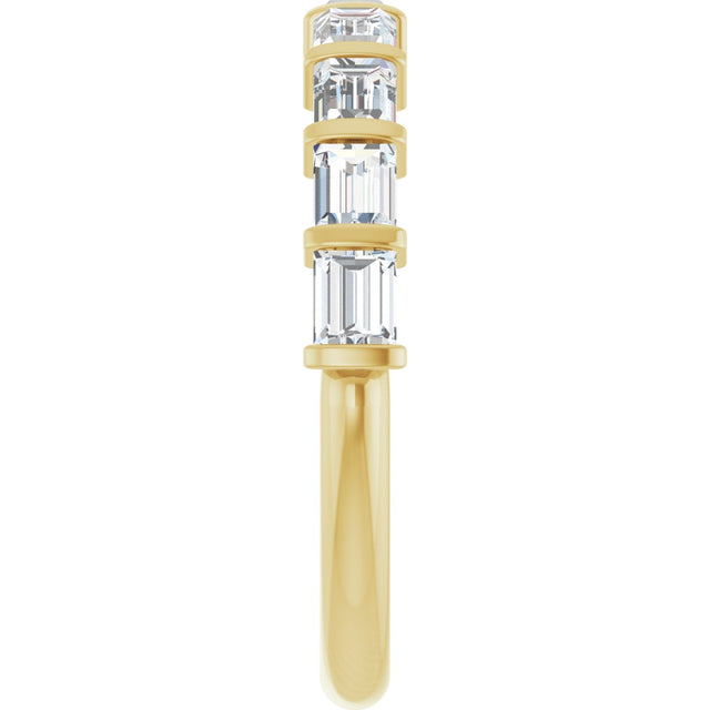 10K Gold Straight Baguette Natural Diamond Bar Channel-Set Anniversary Band – 3/4–1 CTW - Yellow Gold - view 4
