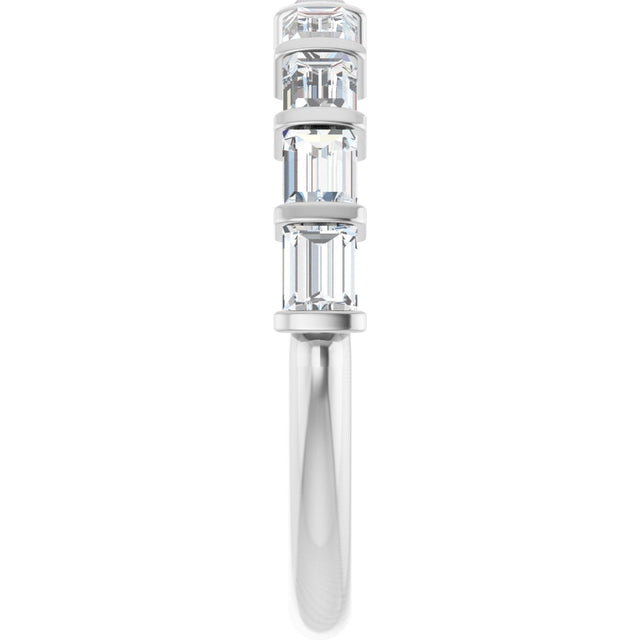 10K Gold Straight Baguette Natural Diamond Bar Channel-Set Anniversary Band – 3/4–1 CTW - White Gold - view 4