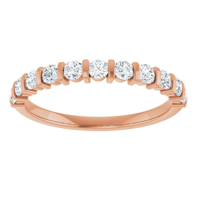 10K Gold Round Lab-Grown Diamond Bar Channel-Set Anniversary Band – 1/5–5/8 CTW - Rose Gold - view 3