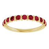 14K Gold Round Natural Red Ruby Bar Channel-Set Anniversary Band - Yellow Gold - view 3