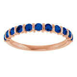 14K Gold Round Natural Blue Sapphire Bar Channel-Set Anniversary Band - Rose Gold - view 3