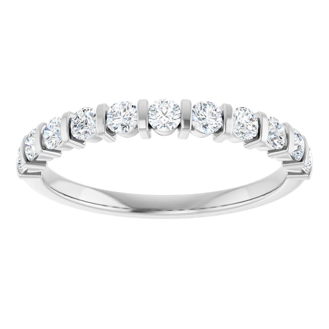 10K Gold Round Lab-Grown Diamond Bar Channel-Set Anniversary Band – 1/5–5/8 CTW - White Gold - view 3