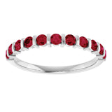 Platinum Round Lab-Grown Red Ruby Bar Channel-Set Anniversary Band - view 3