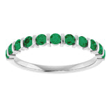 Platinum Round Lab-Grown Green Emerald Bar Channel-Set Anniversary Band - view 3