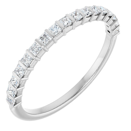 10K Gold Square Lab-Grown Diamond Bar Channel-Set Anniversary Band – 1/3–1 1/5 CTW - White Gold