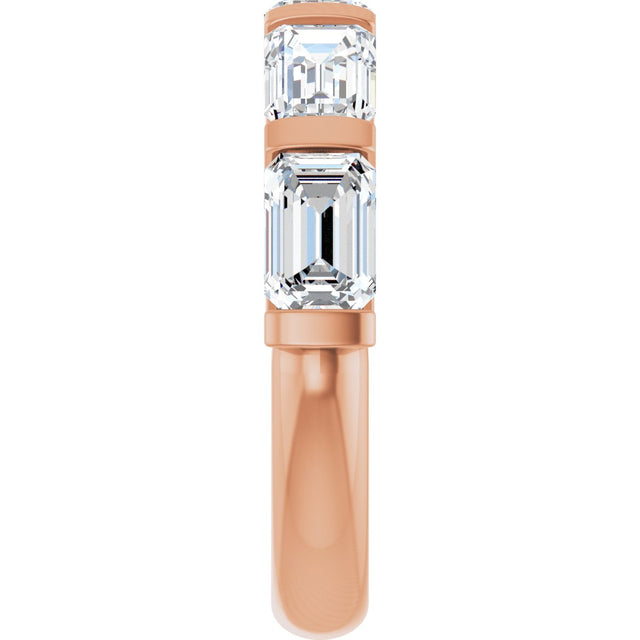 10K Gold Emerald Lab-Grown Diamond Bar Channel-Set Anniversary Band – 1 5/8–2 1/2 CTW - Rose Gold - view 4