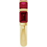 14K Gold Emerald Natural Red Ruby Bar Channel-Set Anniversary Band - Yellow Gold - view 4