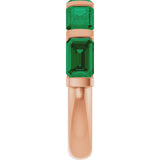 14K Gold Emerald Natural Green Emerald Bar Channel-Set Anniversary Band - Rose Gold - view 4