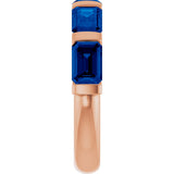 14K Gold Emerald Lab-Grown Blue Sapphire Bar Channel-Set Anniversary Band - Rose Gold - view 4