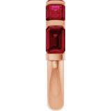 14K Gold Emerald Natural Red Ruby Bar Channel-Set Anniversary Band - Rose Gold - view 4