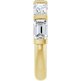10K Gold Emerald Natural Diamond Bar Channel-Set Anniversary Band – 1 3/4–3 1/4 CTW - Yellow Gold - view 4