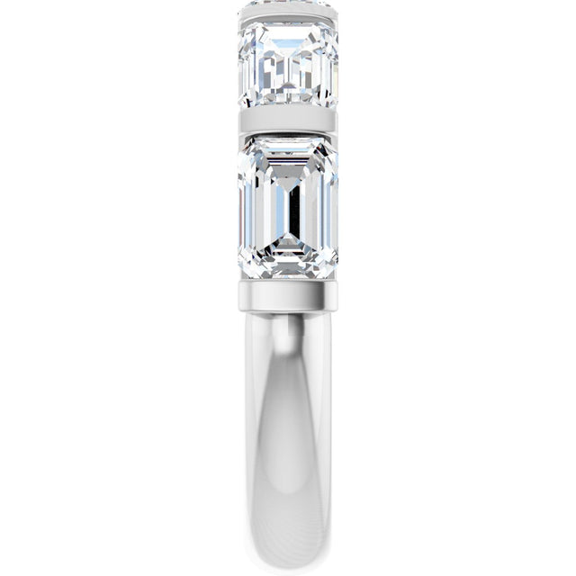 10K Gold Emerald Natural Diamond Bar Channel-Set Anniversary Band – 1 3/4–3 1/4 CTW - White Gold - view 4