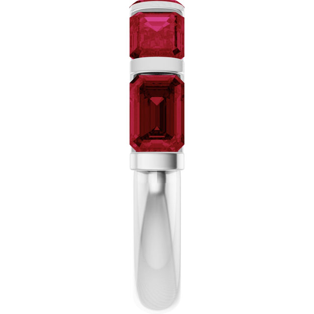 Platinum Emerald Lab-Grown Red Ruby Bar Channel-Set Anniversary Band - view 4